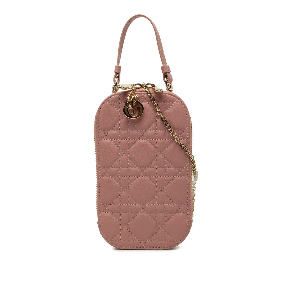 Pre-Loved Dior Lambskin Cannage Lady Dior Call in Phone Holder